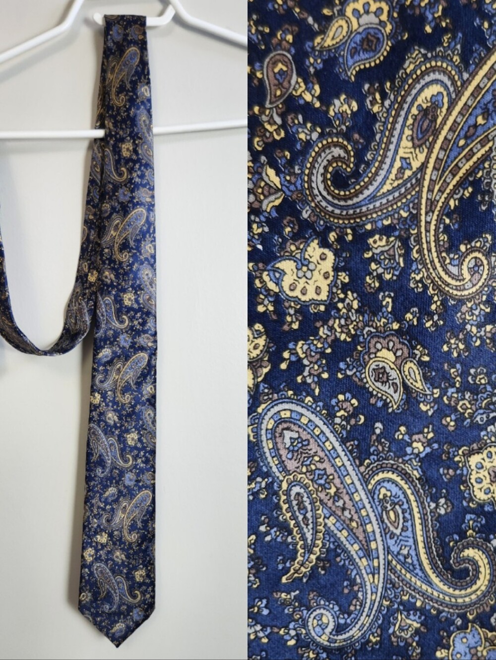 Silk Blue Paisley Tie Made In Italy Linea Studio Professional Formal Business